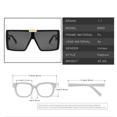 Square Frame Sunglasses One Piece Sunnies Wide Legs Small Windows