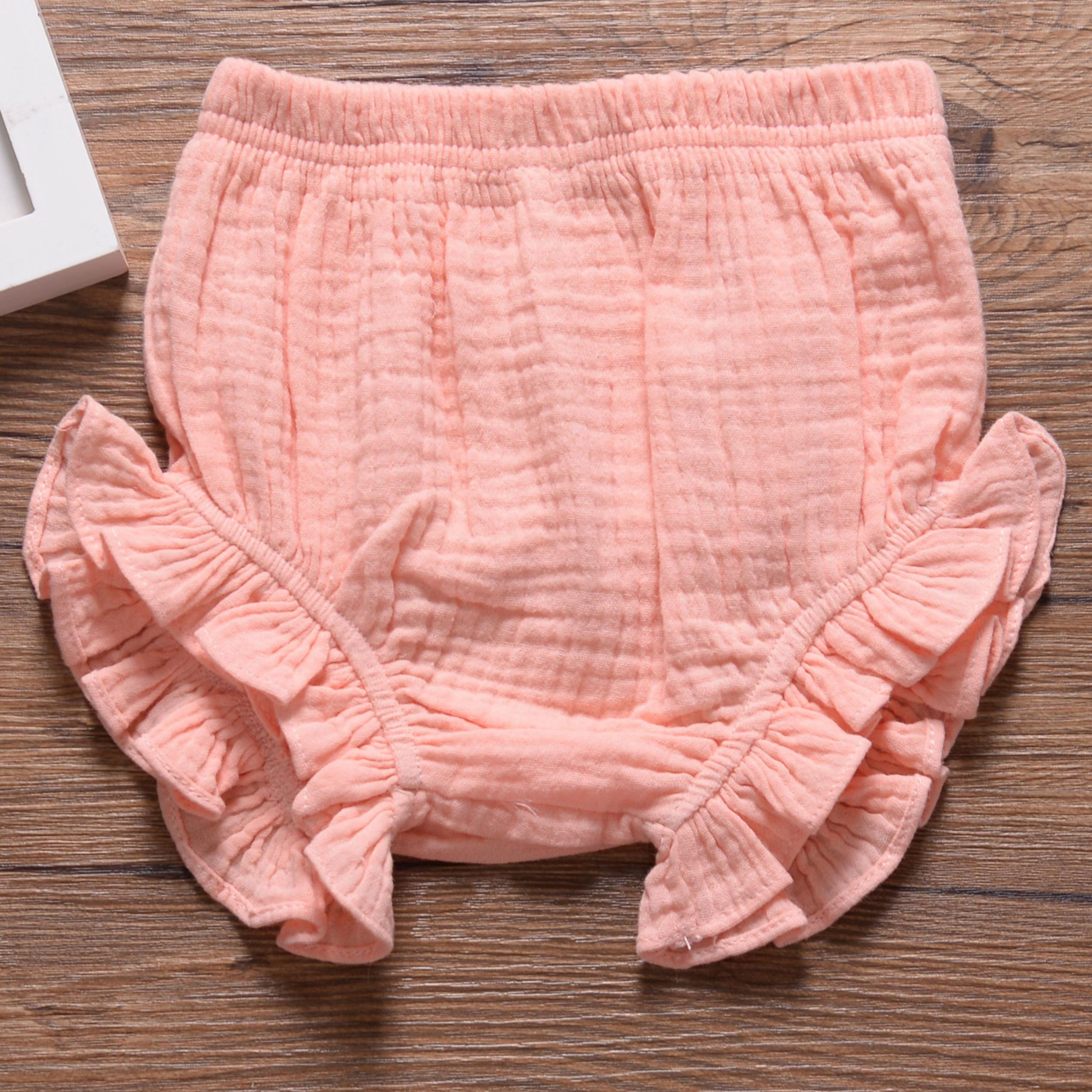 Baby Girls Ruffle Trim Shorts, Elastic Waist