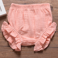 Baby Girls Ruffle Trim Shorts, Elastic Waist