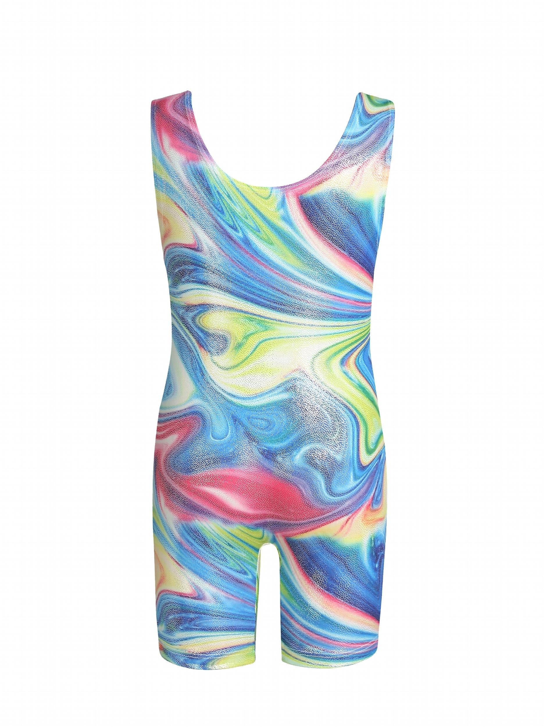Girls Sleeveless Athletic Jumpsuit Gymnastics Leotards Cycling Training Wear