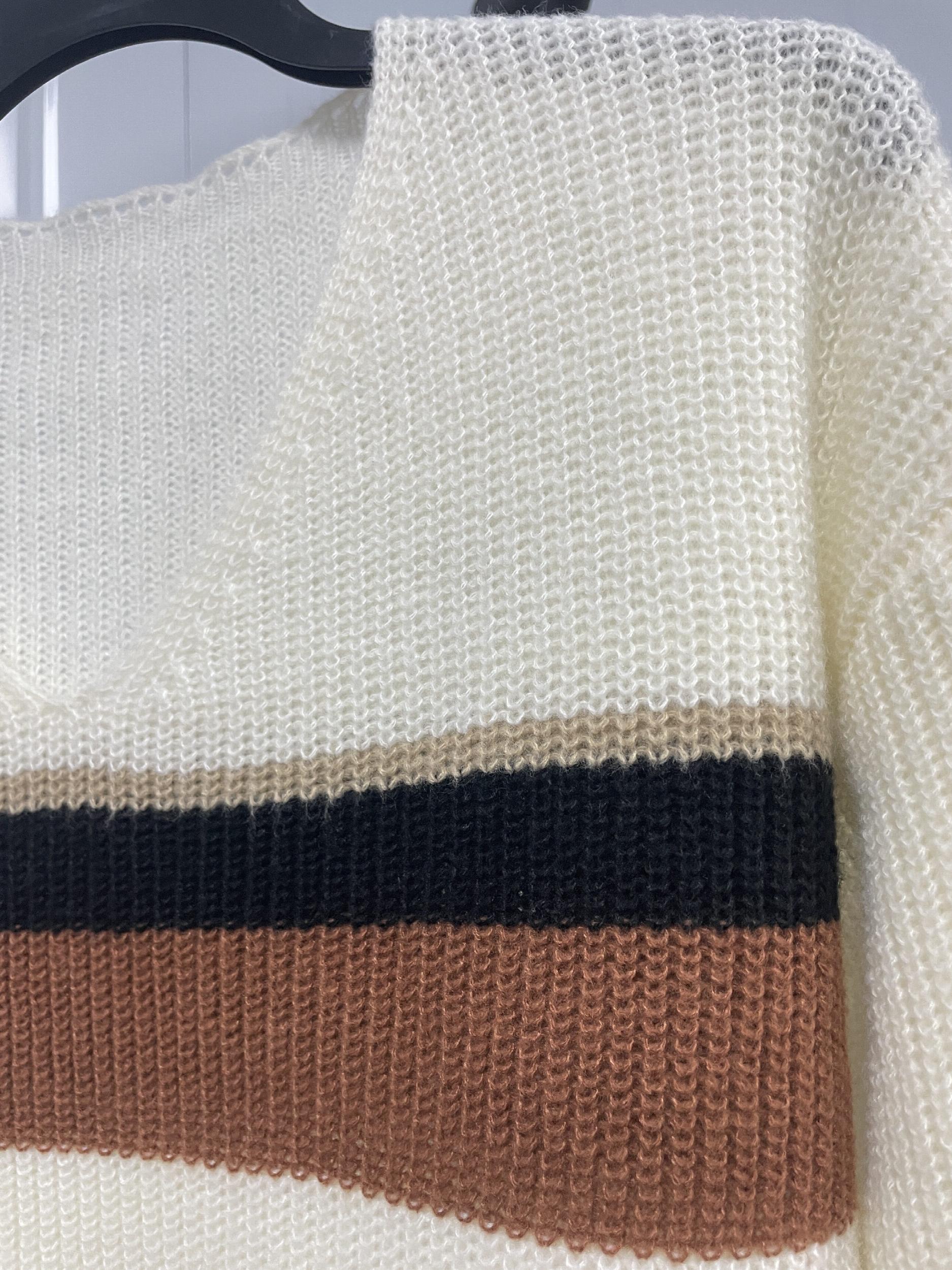 Striped Long Sleeve V Neck Sweater