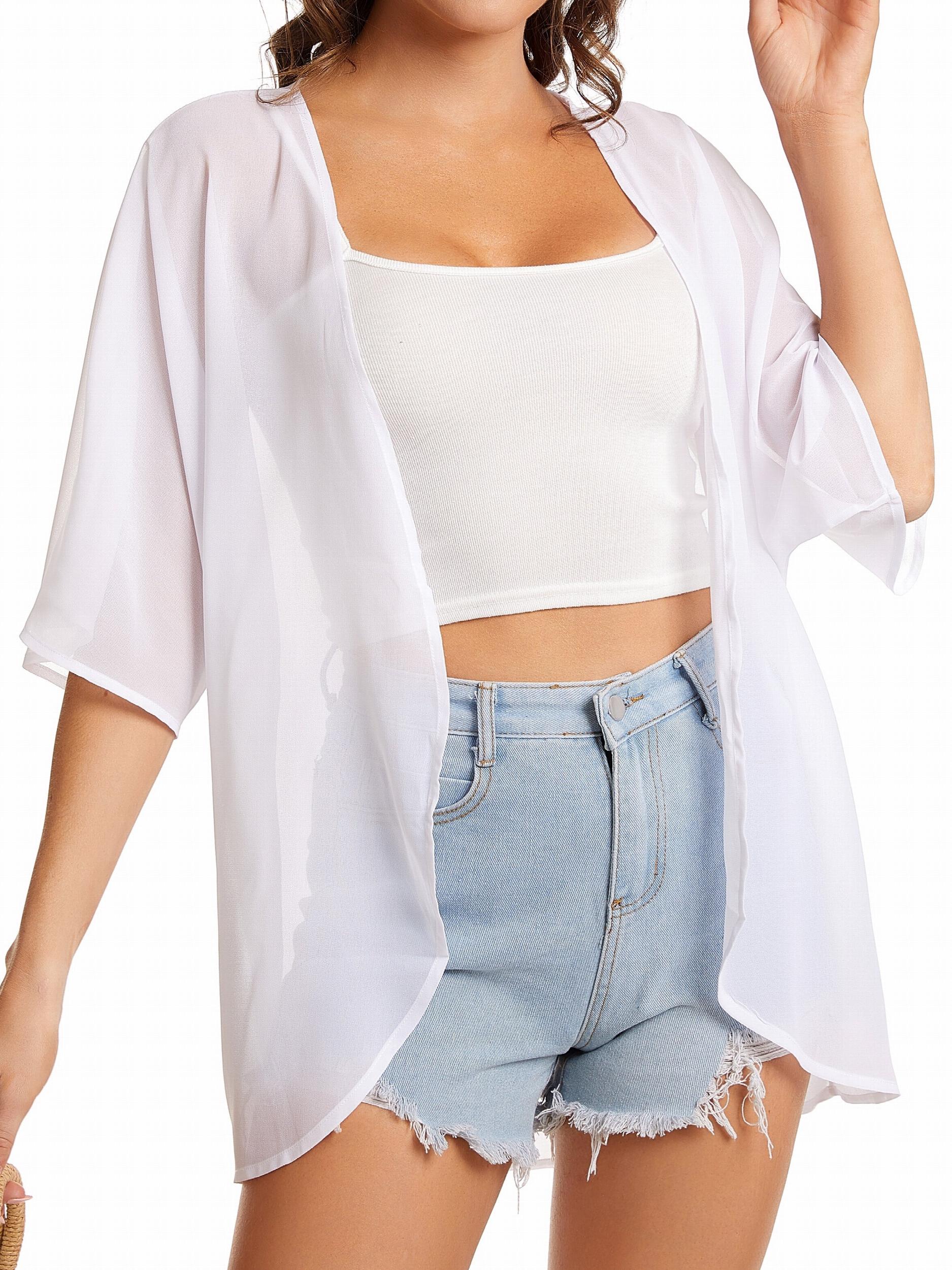 Chiffon Loose Cover Up Solid Casual Comfy Blouse Kimono