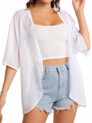 Chiffon Loose Cover Up Solid Casual Comfy Blouse Kimono