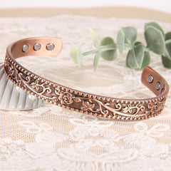 Copper Magnetic Bracelet Rose Flower Style with 6 Magnets