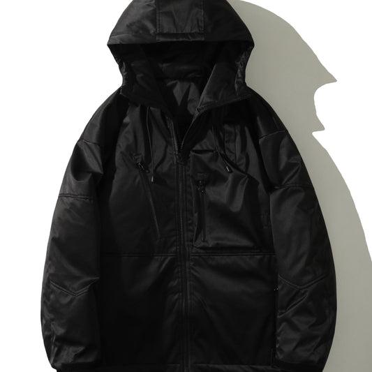 Drawstring Waterproof Ski Jacket Thick Thermal Pockets Coat