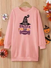 Spooky Mini Halloween Girls Crewneck Sweatshirt Dress Spring Fall