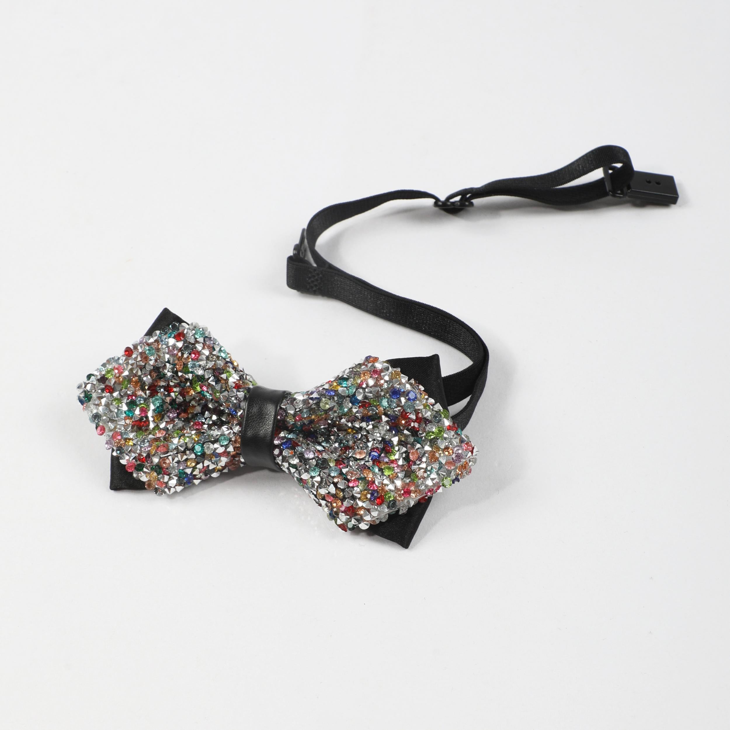 Colorful Rhinestone Bow Tie Shirt Tie Detachable Costume Party