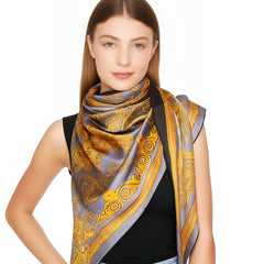 Silk Scarf: Elegant Phoenix Design 180x70cm