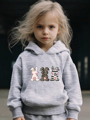 Bunny Print 2pcs Girls Outfits For Sports Spring Fall Outdoor Gift Easter