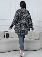 Casual Blouse Women's Plus Graffiti Print Long Sleeve Button Up Shirt