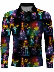Men's Christmas Print Compression Long Sleeve T shirt Sweat Absorbing
