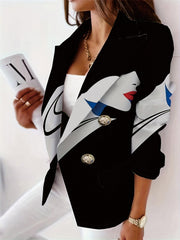 Abstract Face Print Slim Fit Blazer