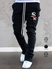 Red Heart Pattern Letter Print Joggers Men s Casual Loose Fit Pants