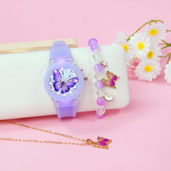3pcs Girls' Quartz Watch Bracelet Set and Sweet Style from Europe and America