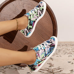 Women's Graffiti Style Canvas Shoes Casual Low Top Flat Shoes