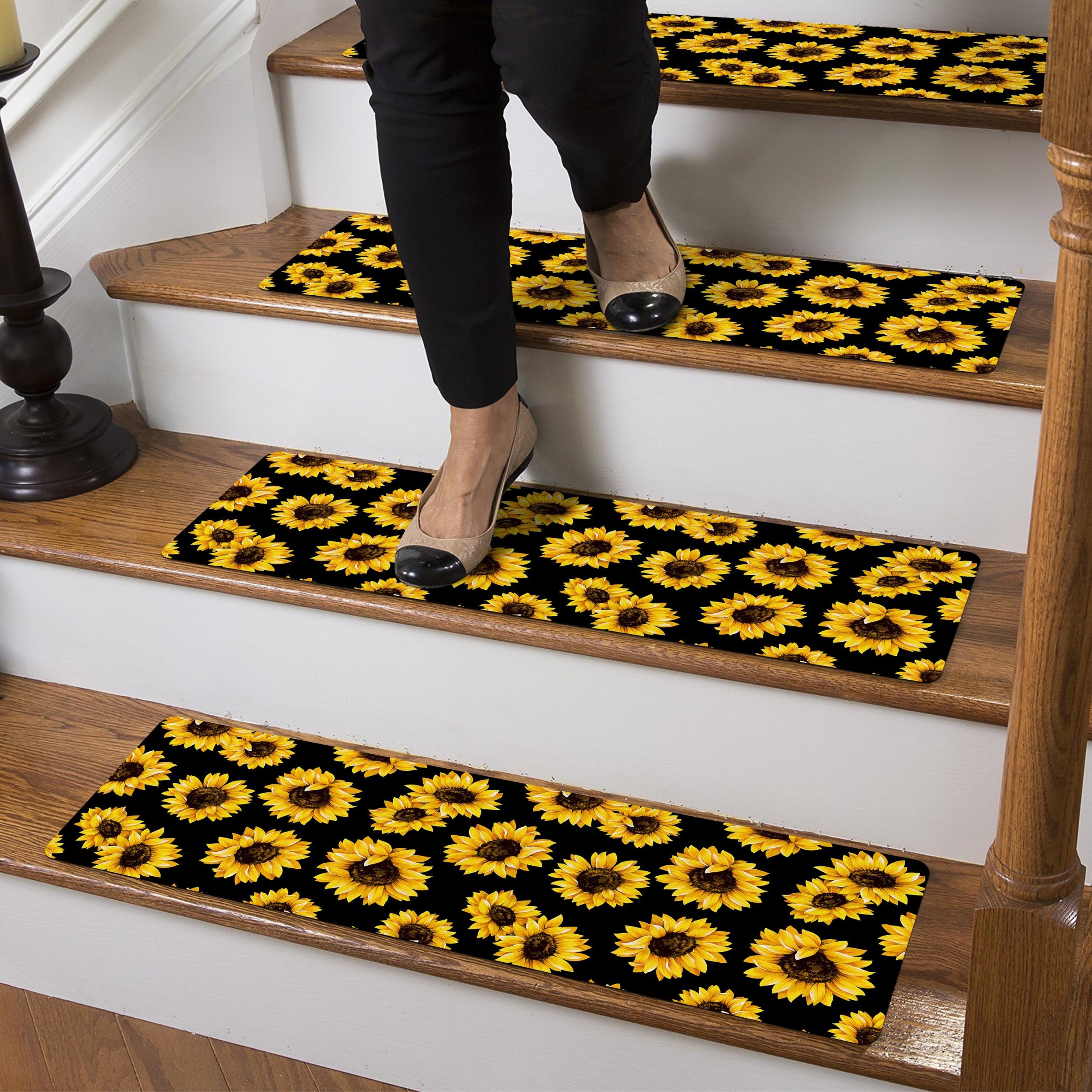 Sunflower Stair Treads Non Slip Carpet Mat Indoor Stair Runners Washable
