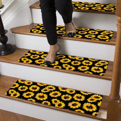 Sunflower Stair Treads Non Slip Carpet Mat Indoor Stair Runners Washable