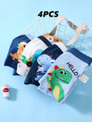 4 Pack Kids Cotton Cartoon Animal Print Underwear