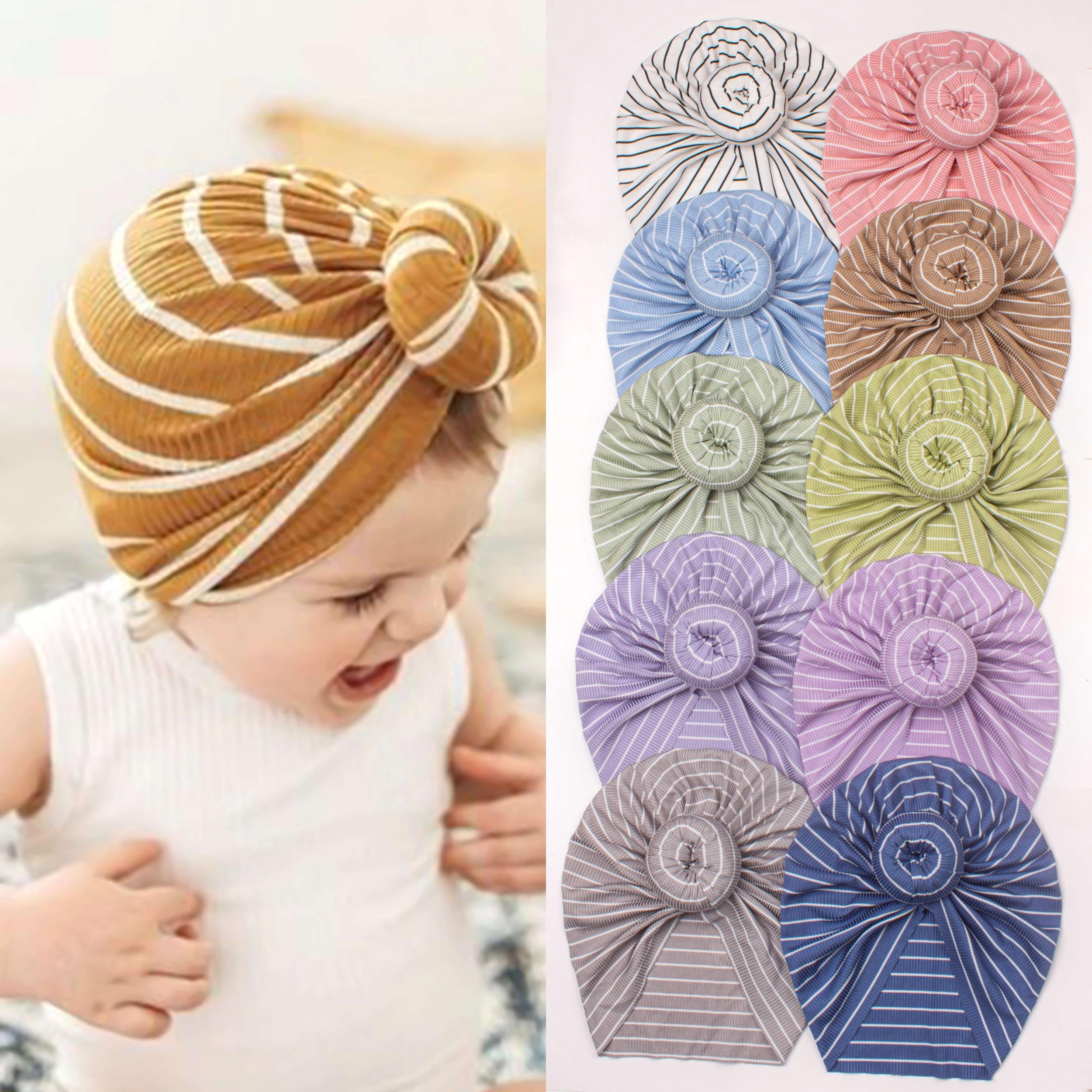 Cute Striped Baby Girls Cap for Photoshoots