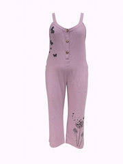Butterfly & Dandelion Print Wide Leg Jumpsuit