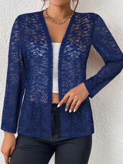 Lace Sleeve Open Front Cardigan
