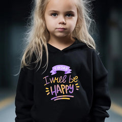 Happy Pattern Long Sleeve Hoodie Girls