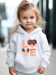 Love Pattern Hooded Sweatshirt for Girls