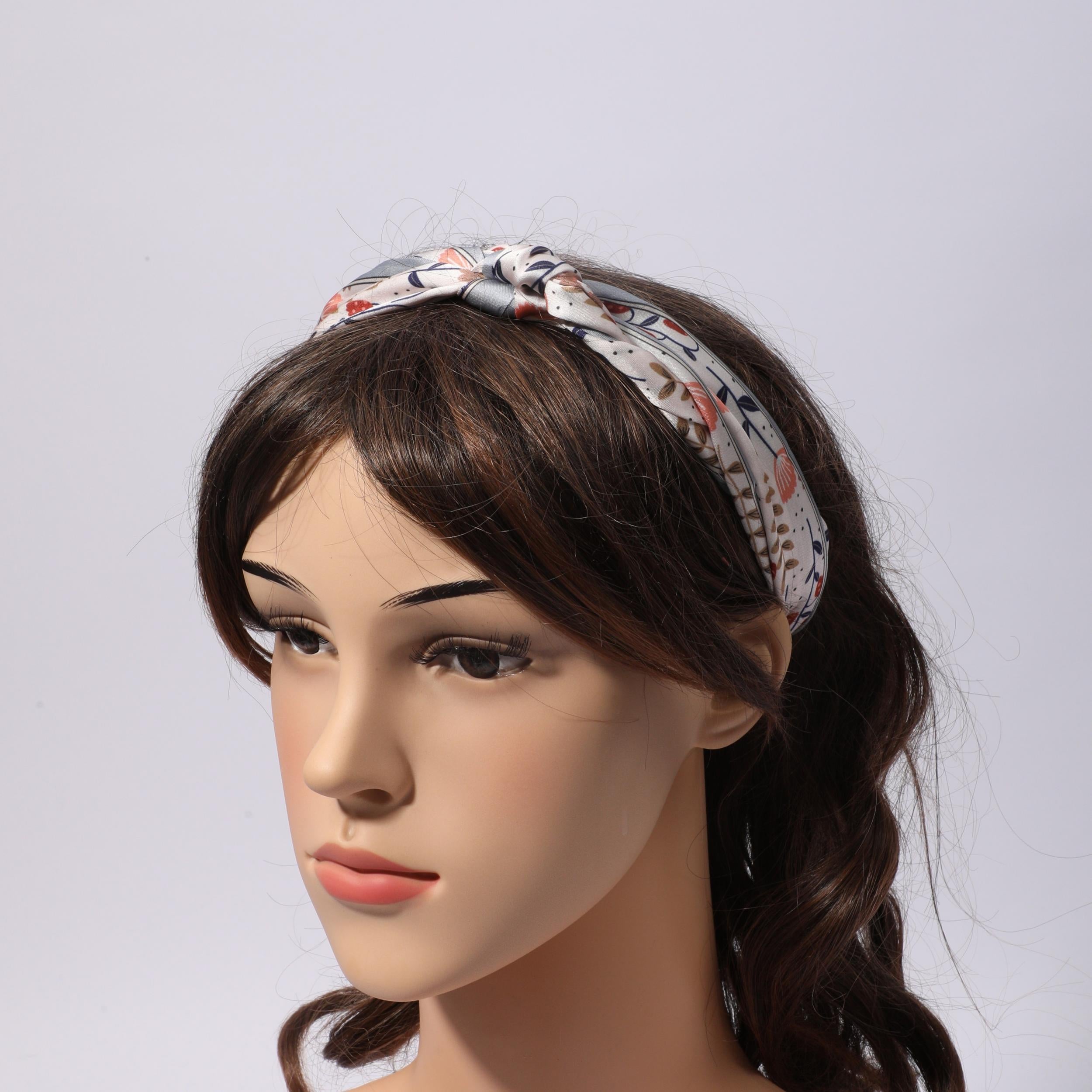 Graphic Flower Neckerchief Long Skinny Scarf Headband Hair Ribbon