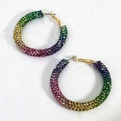 Colorful Rhinestone Hoop Earrings