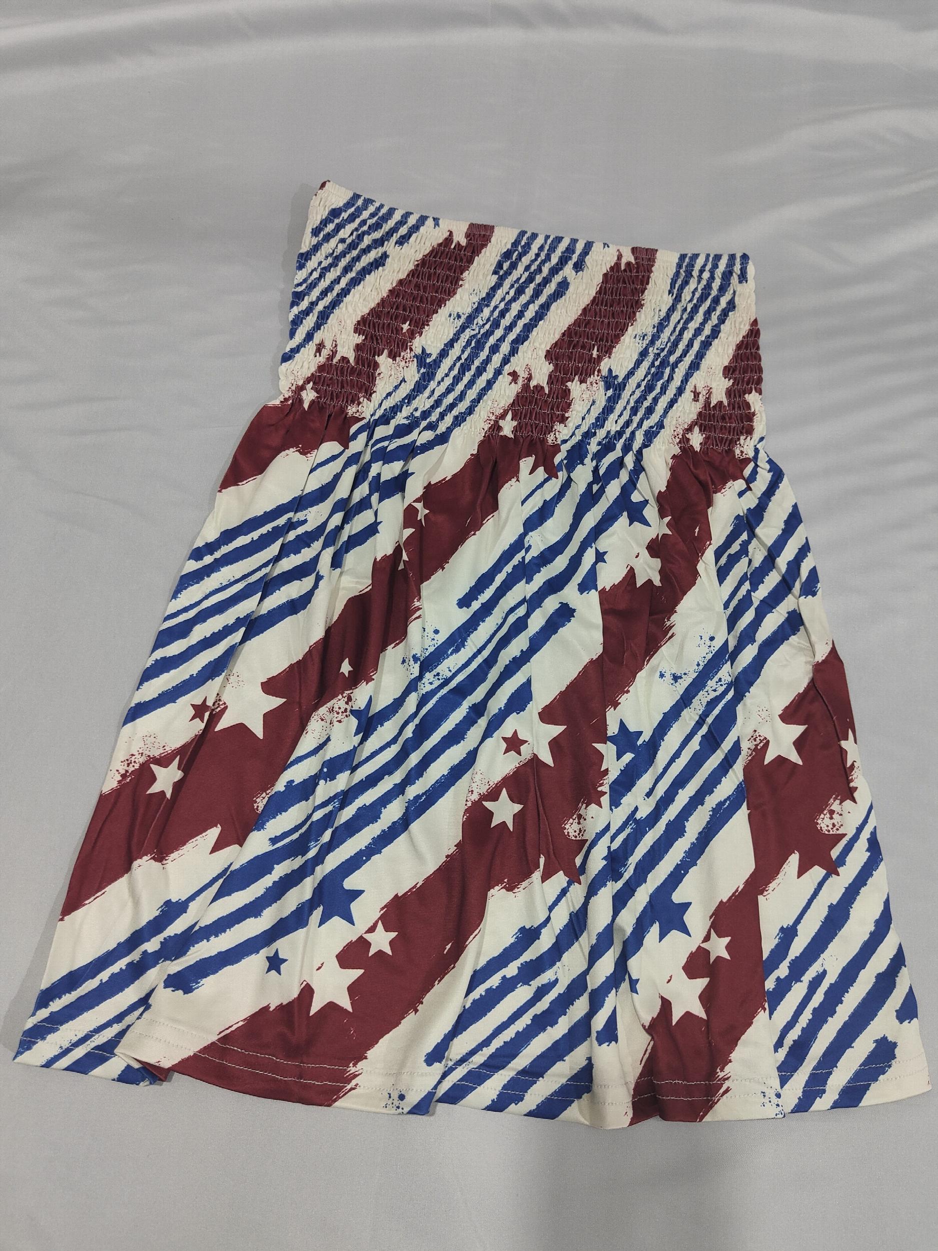Star & Stripe Print Shirred Tube Top Bandeau Top for Summer