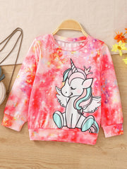 Tie Dye Unicorn Sweatshirt Crew Neck Top for Girls