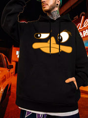 Men's Cartoon Print Hoodie Mid Stretch Hooded Sweatshirt