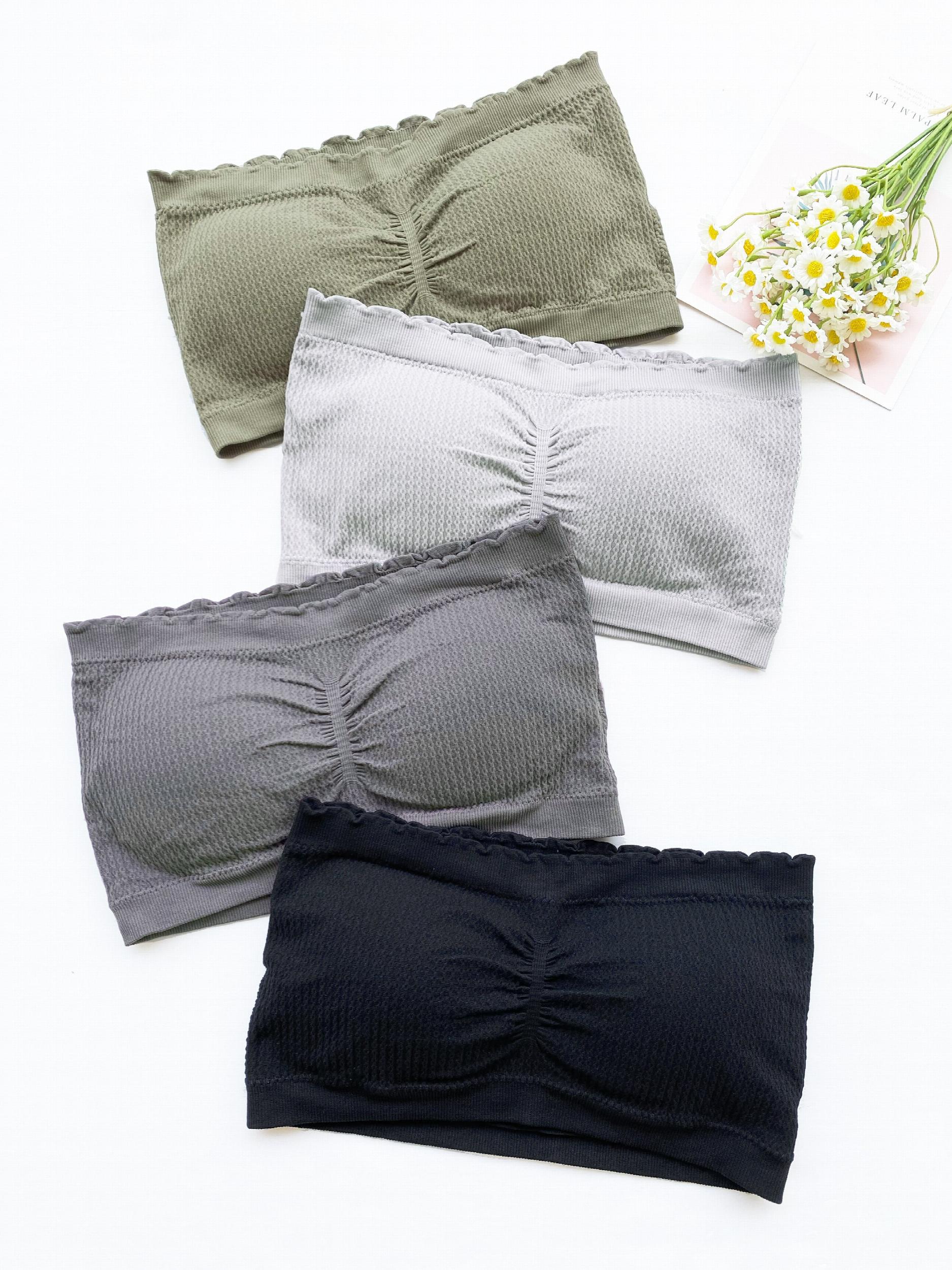 4pcs Strapless Bandeau Bras Soft Stretch Women's Lingerie