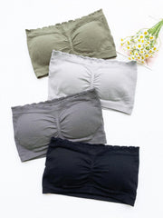4pcs Strapless Bandeau Bras Soft Stretch Women's Lingerie