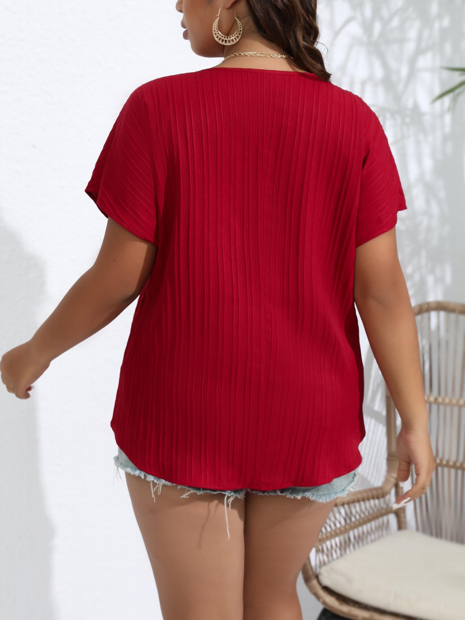 Casual Blouse Women's Plus Cut Out Batwing Sleeve Blouse