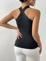 Criss Cross Tank Top Halter Neck Sleeveless