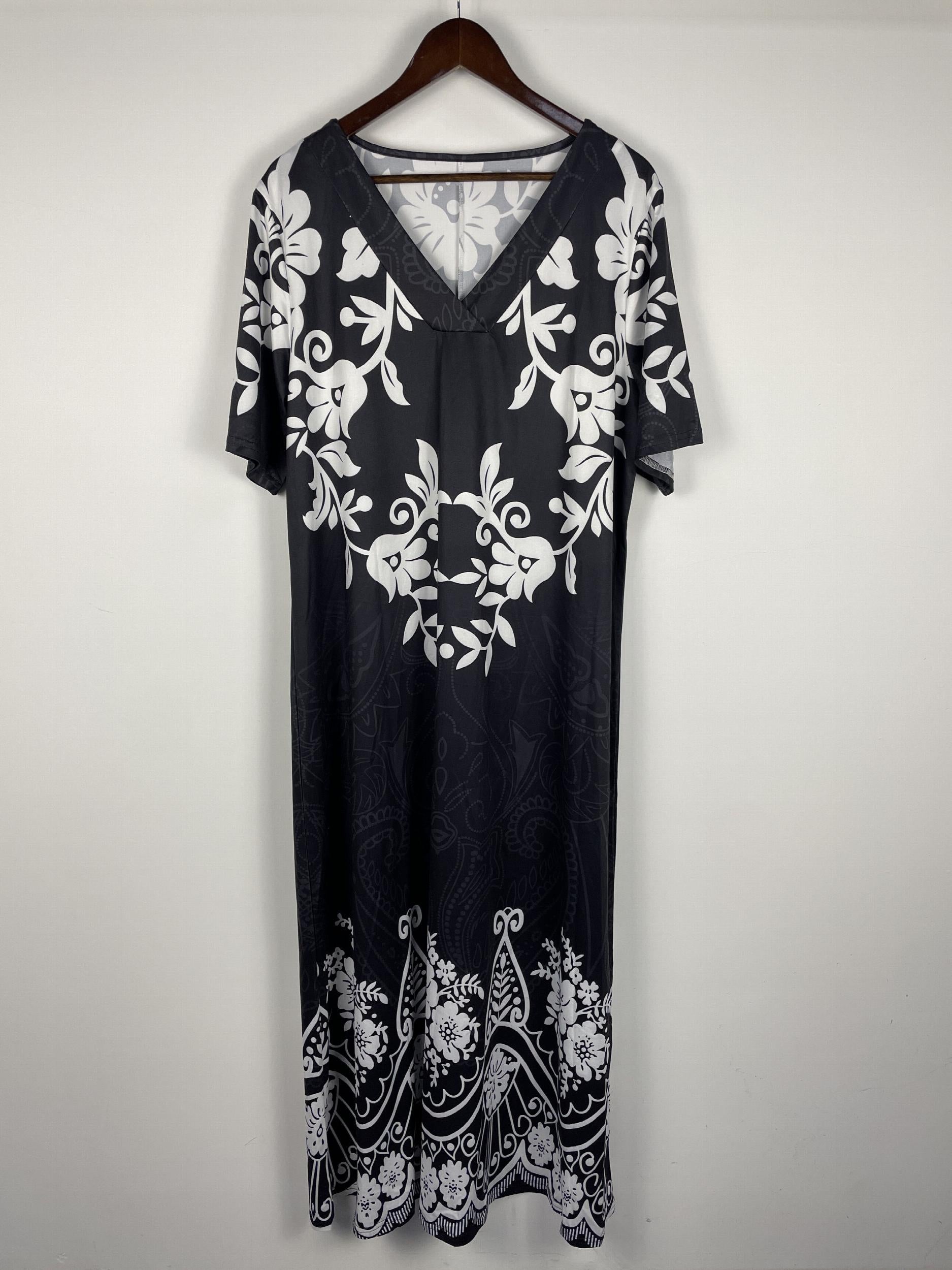 Floral Print V Neck Maxi Dress