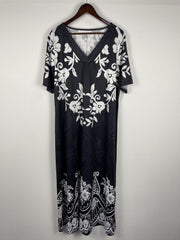 Floral Print V Neck Maxi Dress