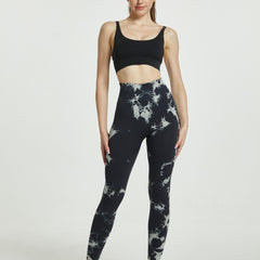 Tie Dye High Waist Yoga Sports Pants Elastic Workout Running Leggings