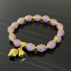 Purple Lotus Bead Bracelet - Ideal Gift for Her