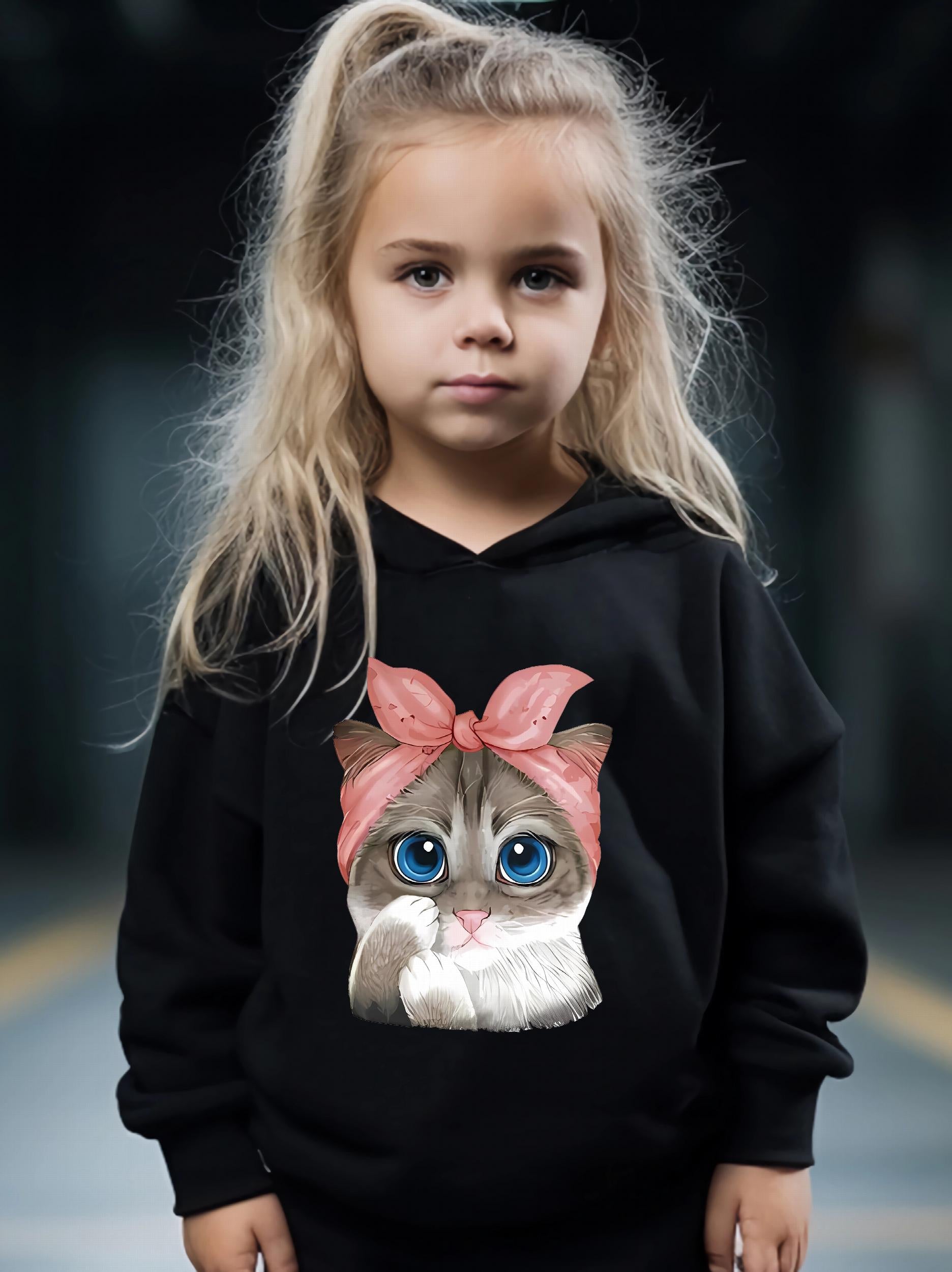 Cat Print 2pcs Girls Sports Outfits Spring Fall Outdoor Gift