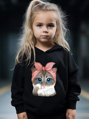 Cat Print 2pcs Girls Sports Outfits Spring Fall Outdoor Gift