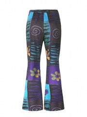 Colorblock Graphic Print High Waist Flared Leg Pants