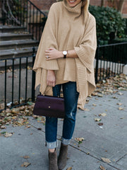 High Neck Bat Sleeve Sweater