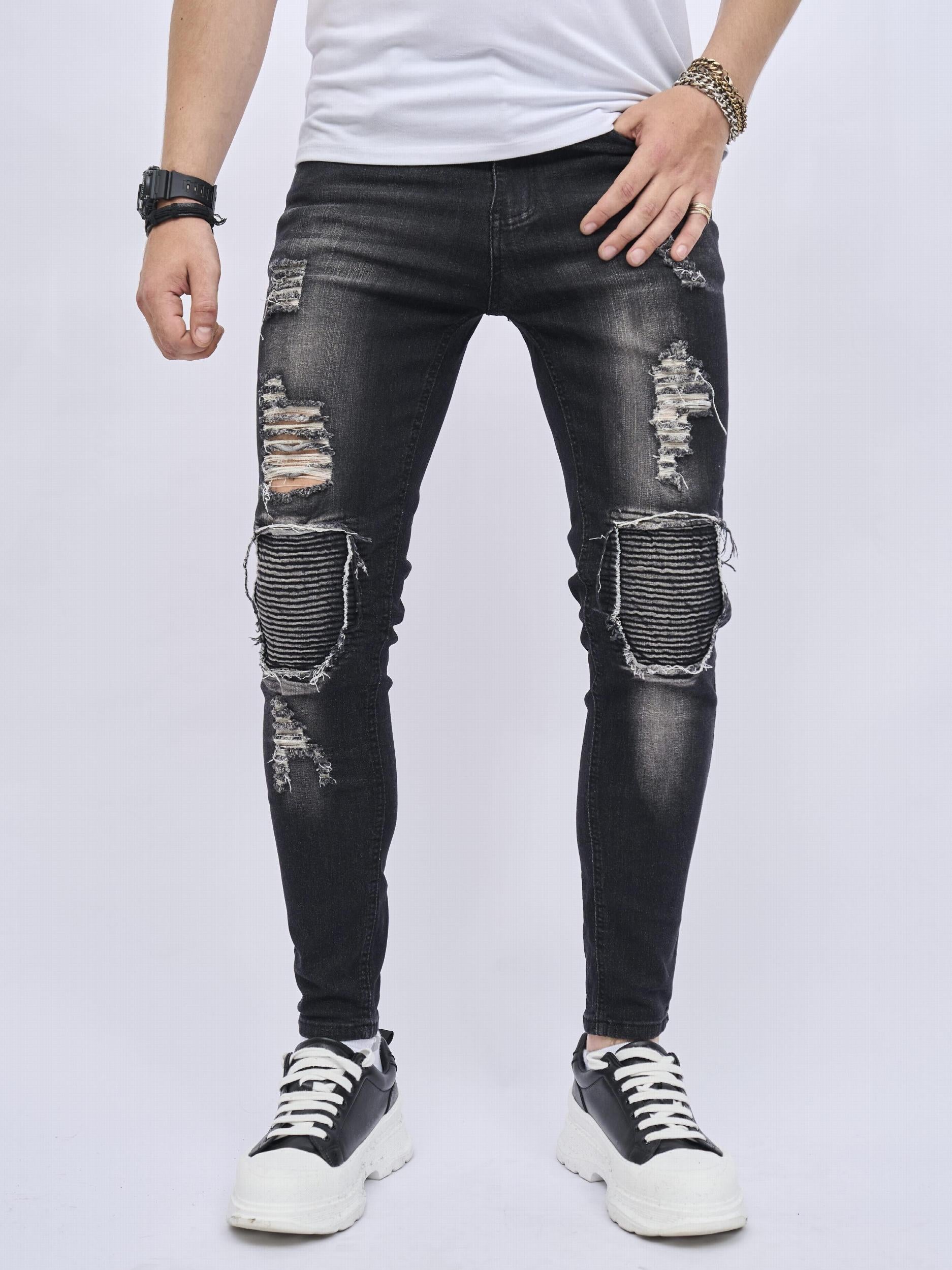 Men's Knee Ripped Hip Hop Style Skinny Jeans