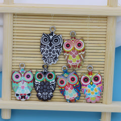 6 Pcs Owl Charm Jewelry Making Bracelet DIY Craft