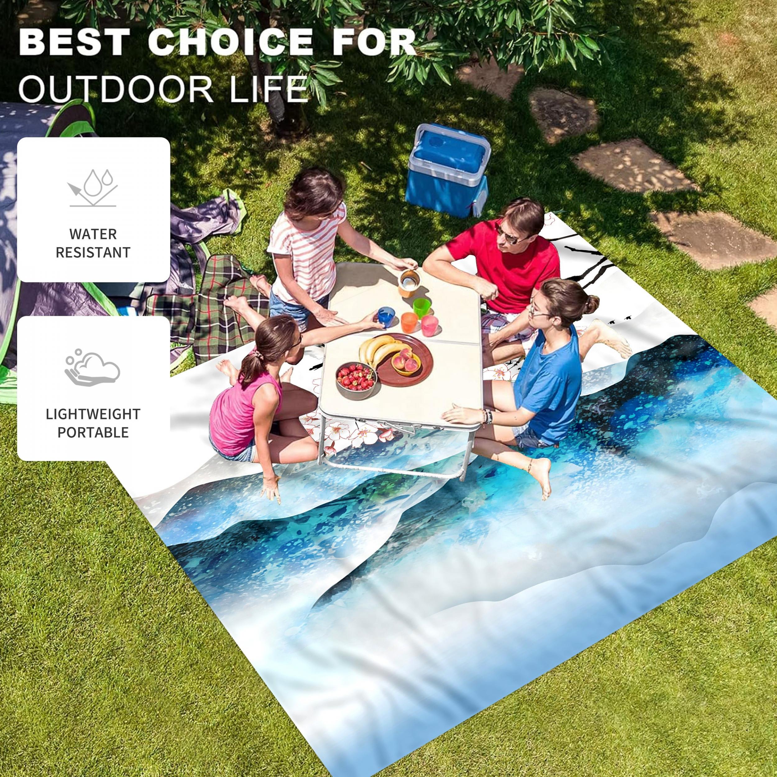 Ink Painting Print Outdoor Camping Picnic Mat Lightweight Waterproof Sandproof