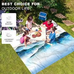 Ink Painting Print Outdoor Camping Picnic Mat Lightweight Waterproof Sandproof