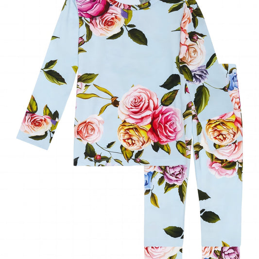 Girl's Floral Print Pajama Set Long Sleeve Top & Pants