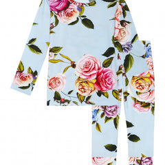 Girl's Floral Print Pajama Set Long Sleeve Top & Pants